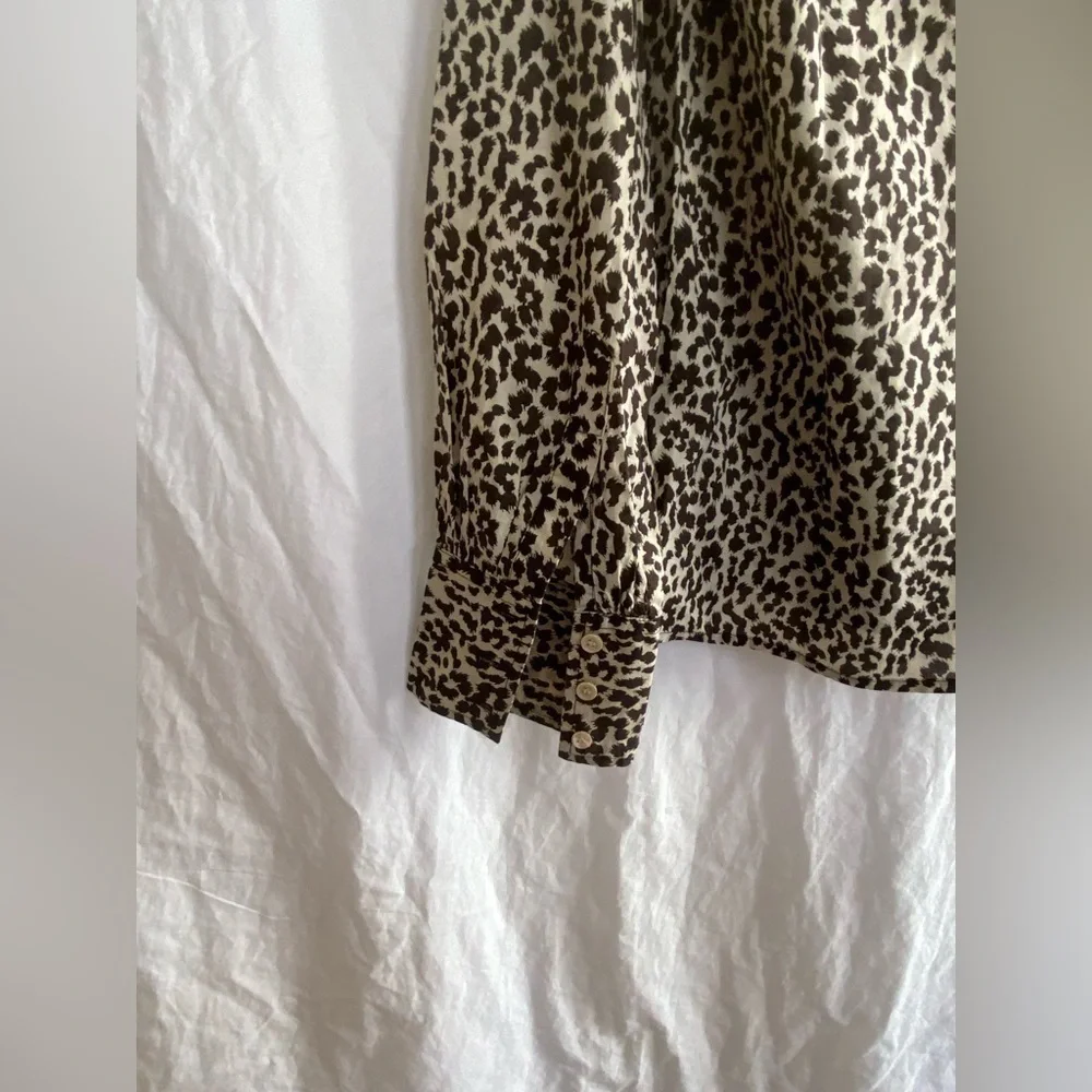 J. Crew Leopard Print Button Up Casual Cotton Shirt Size 10